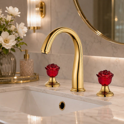 Aurelia Victorian Two-Handle 3-Hole Widespread Bathroom Faucet With Crystal Handles