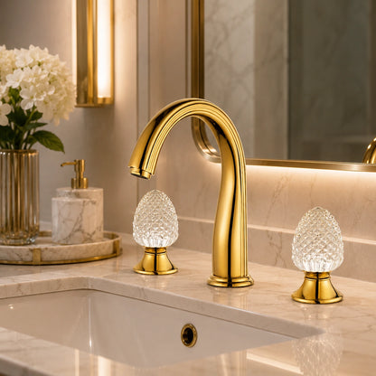 Aurelia Victorian Two-Handle 3-Hole Widespread Bathroom Faucet With Crystal Handles