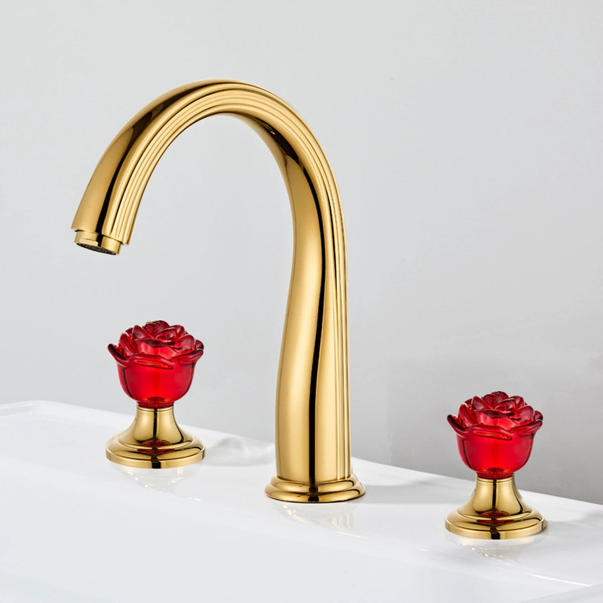 Aurelia Victorian Two-Handle 3-Hole Widespread Bathroom Faucet With Crystal Handles