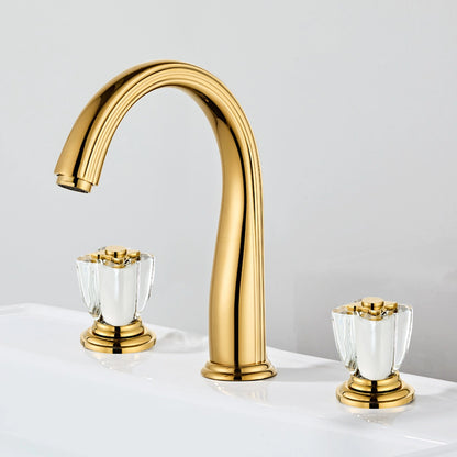 Aurelia Victorian Two-Handle 3-Hole Widespread Bathroom Faucet With Crystal Handles