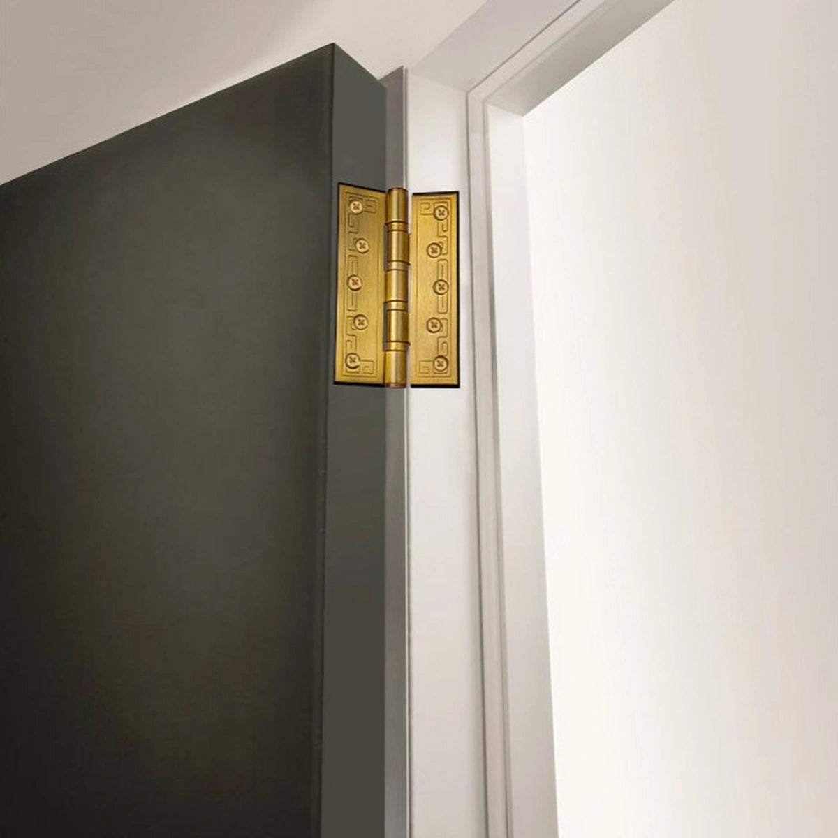 Aurevia 5-Inch Carved Antique Brass Stainless Steel Interior Door Hinges, Gold Finish