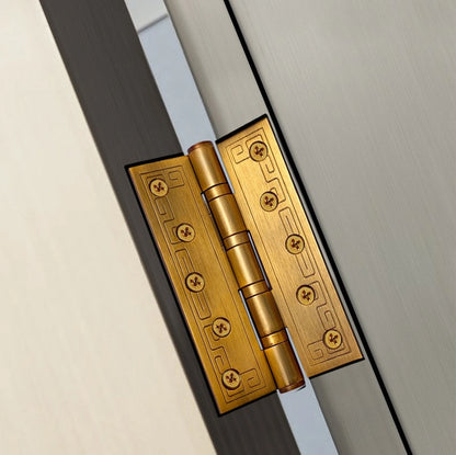Aurevia 5-Inch Carved Antique Brass Stainless Steel Interior Door Hinges, Gold Finish