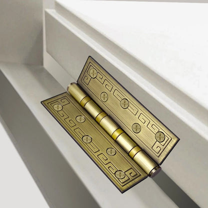 Aurevia 5-Inch Carved Antique Brass Stainless Steel Interior Door Hinges, Gold Finish