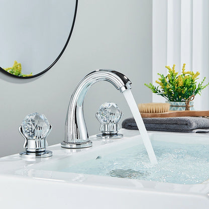 Aurion Classic Two-Handle 3-Hole Widespread Bathroom Faucet With Crystal Handles