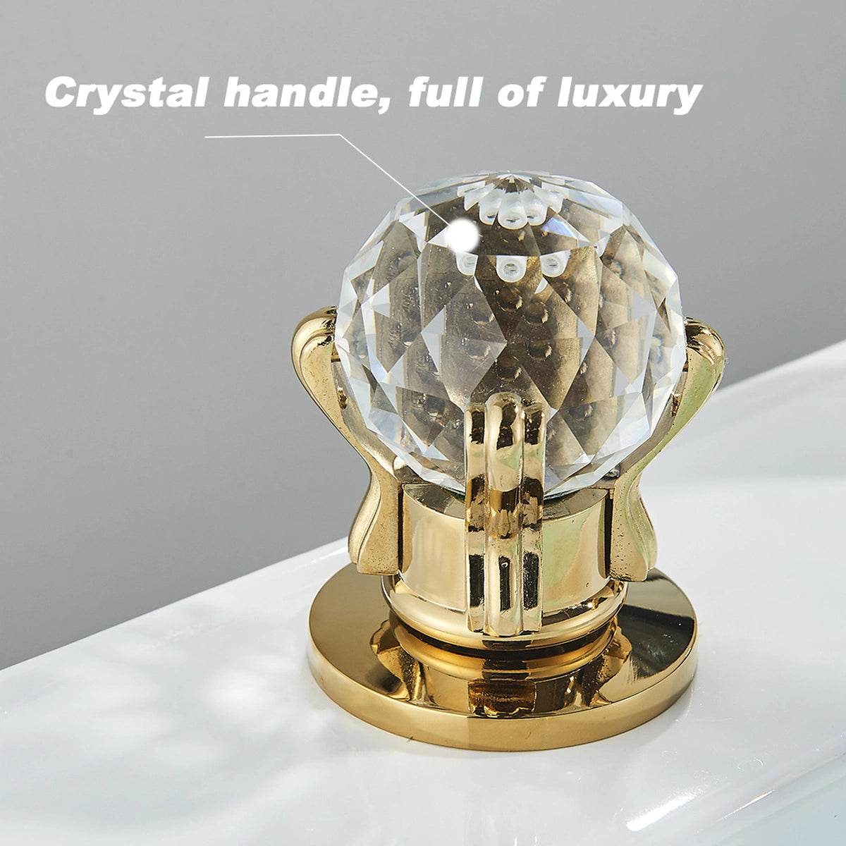 Aurion Classic Two-Handle 3-Hole Widespread Bathroom Faucet With Crystal Handles