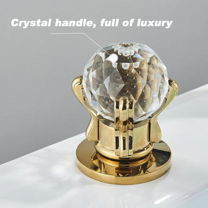 Aurion Classic Two-Handle 3-Hole Widespread Bathroom Faucet With Crystal Handles