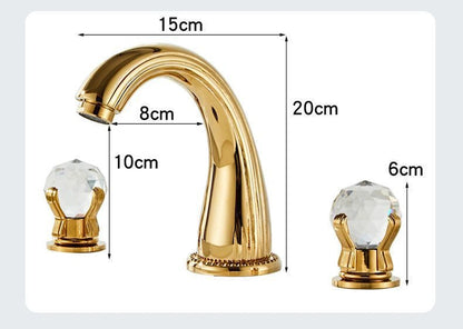 Aurion Classic Two-Handle 3-Hole Widespread Bathroom Faucet With Crystal Handles