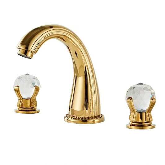 Aurion Classic Two-Handle 3-Hole Widespread Bathroom Faucet with Crystal Handles