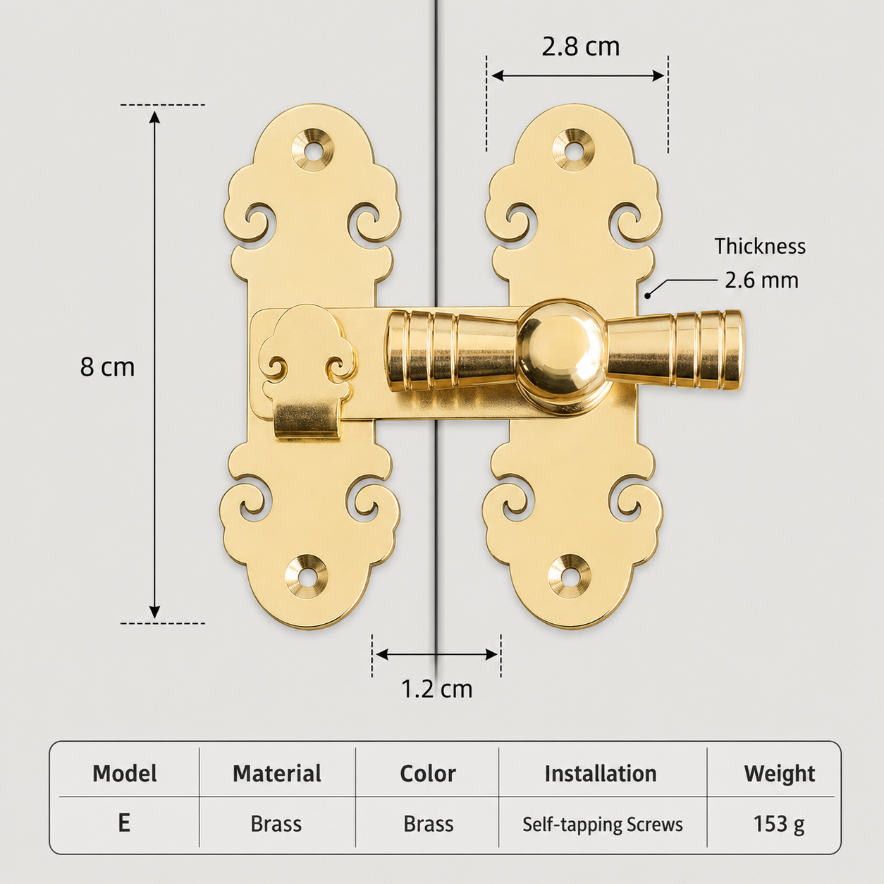 Aveline Hasp Solid Brass Cabinet Latch