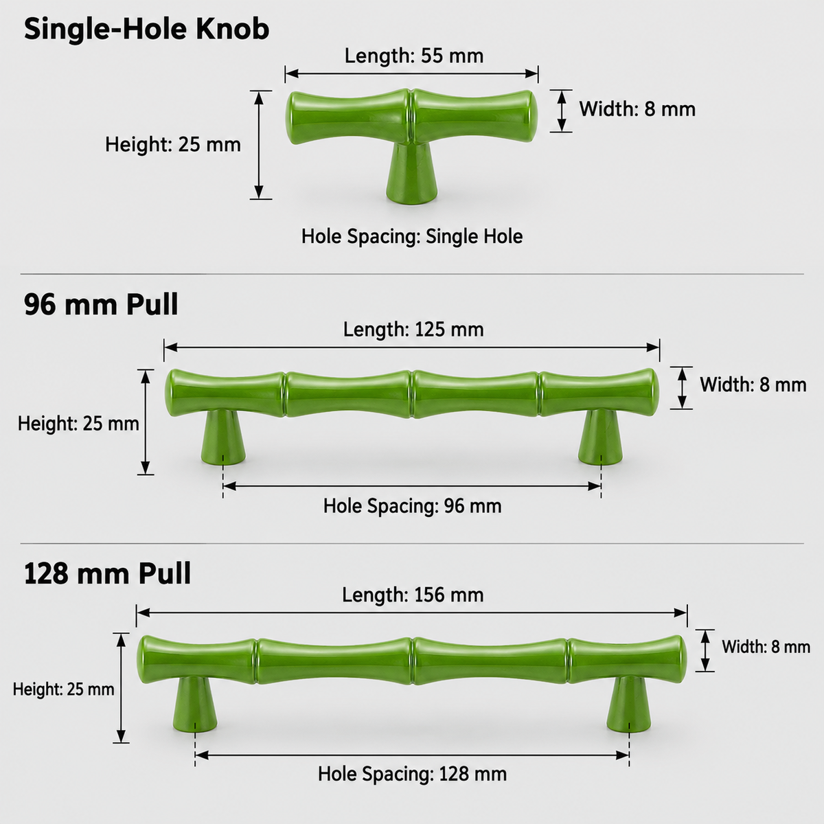 Bamboo Cabinet Pulls and T-Bar Knobs