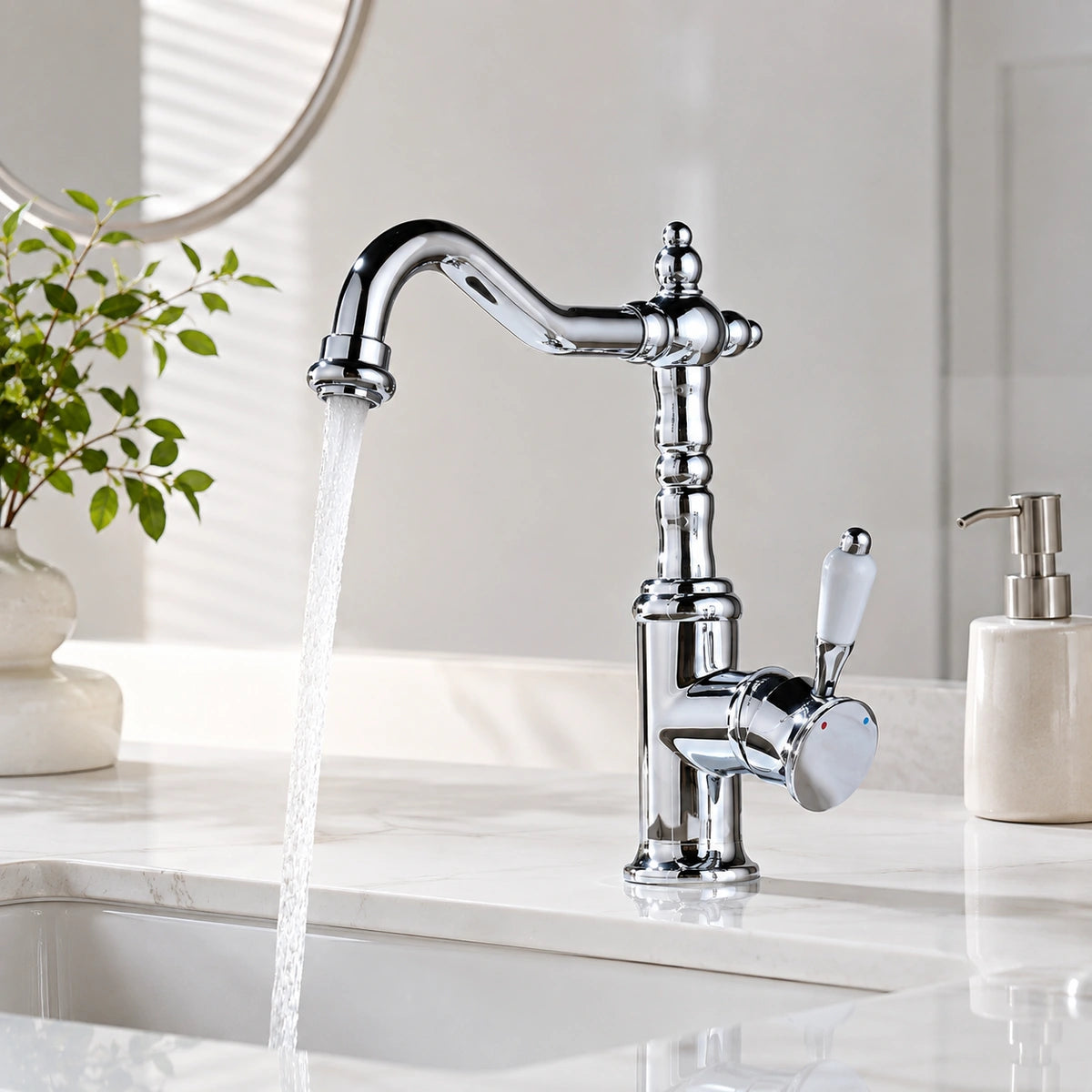Belluno Antique Single-Handle Single-Hole Bathroom Sink Faucet