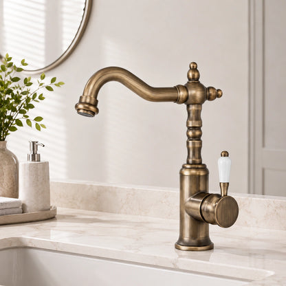Belluno Antique Single-Handle Single-Hole Bathroom Sink Faucet