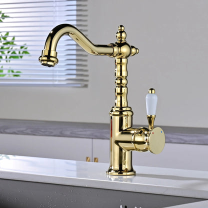 Belluno Antique Single-Handle Single-Hole Bathroom Sink Faucet