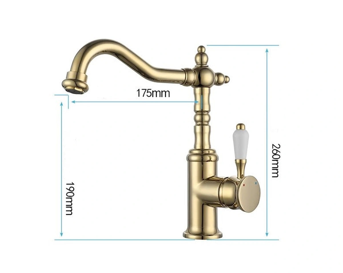 Belluno Antique Single-Handle Single-Hole Bathroom Sink Faucet - Dimensions