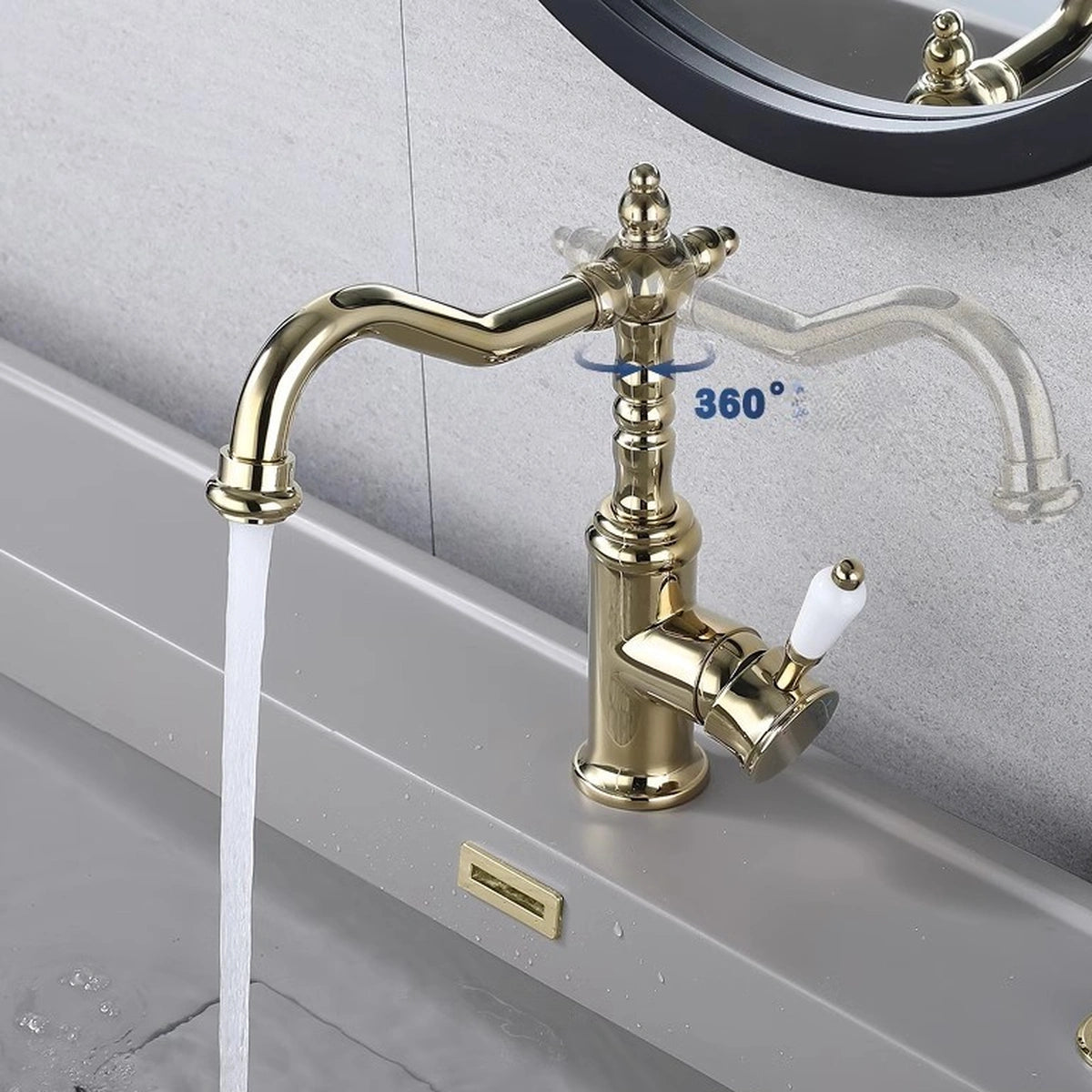 Belluno Antique Single-Handle Single-Hole Bathroom Sink Faucet with 360° Swivel Spout