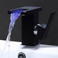 Luminous LED Color Changing Square Waterfall Bathroom Faucet