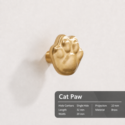 Brass Cat Paw Cabinet Knob