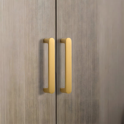 Gold Solid Brass Cabinet Handles, Square Bar Pulls