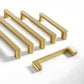 Gold Solid Brass Cabinet Handles, Square Bar Pulls