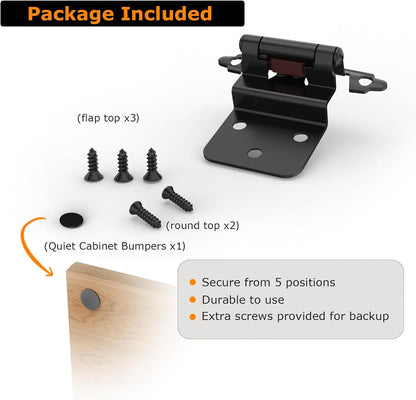 Sable 3/8 in. Inset Self-Closing Cabinet Hinges – Matte Black