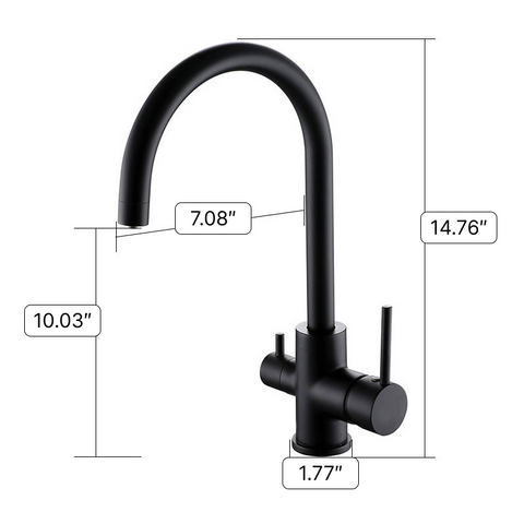 Clara 3-Way Filtered Drinking Water Kitchen Faucet - Dimensions