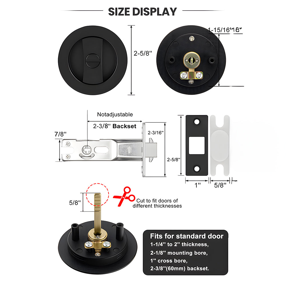 Round Pocket Door Lock for Interior Sliding Doors