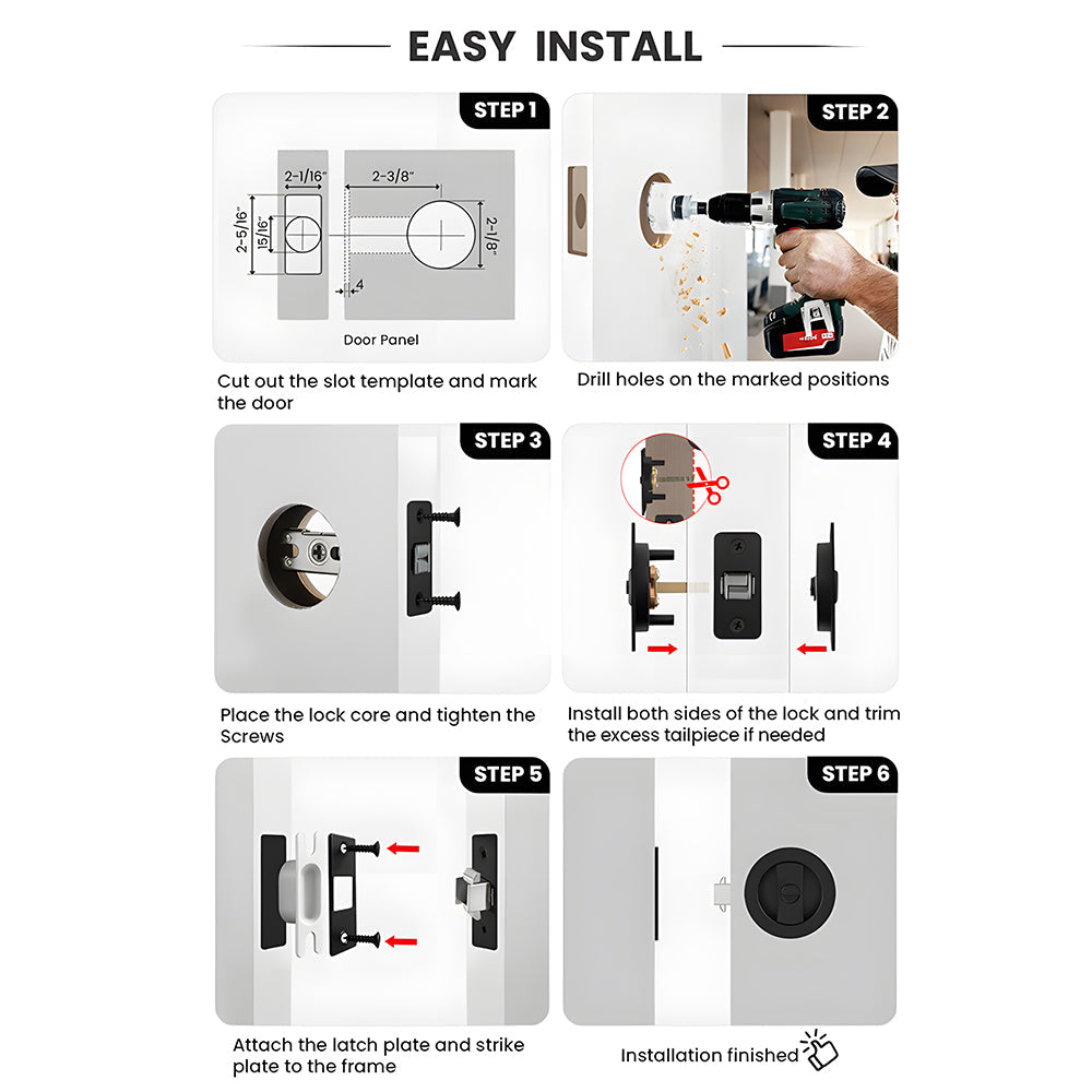 Round Pocket Door Lock for Interior Sliding Doors