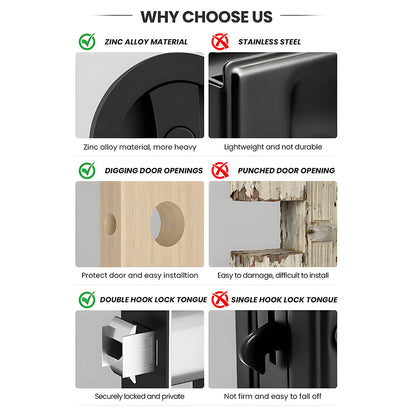 Round Pocket Door Lock for Interior Sliding Doors