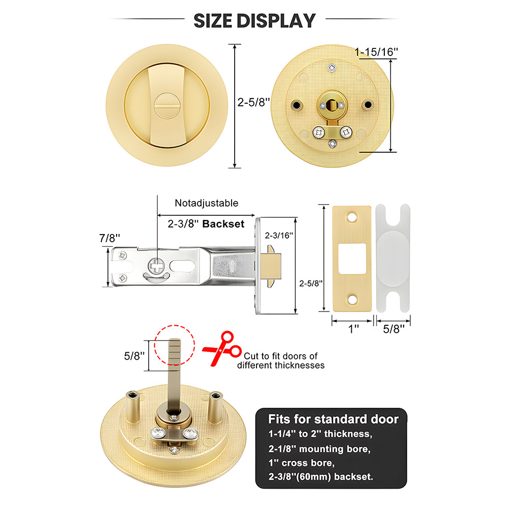 Round Pocket Door Lock for Interior Sliding Doors