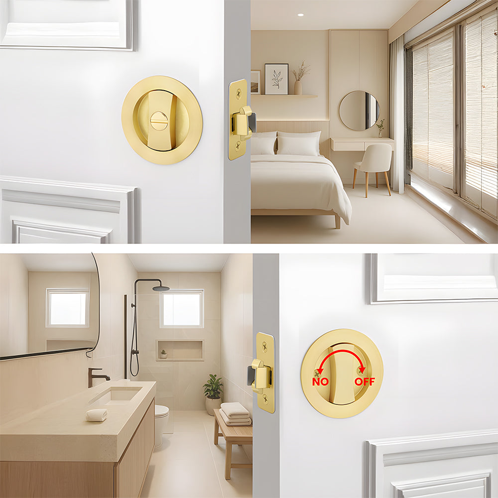 Round Pocket Door Lock for Interior Sliding Doors