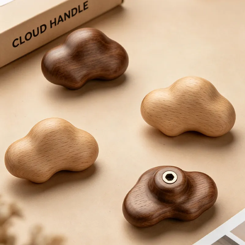 Cloud-Shaped Wood Cabinet Knob for Dressers and Cabinets