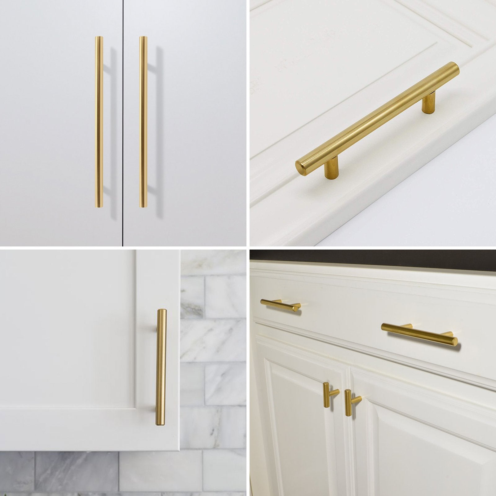 Comforsyco 10 Pack Brushed Gold Stainless Steel Cabinet Pulls