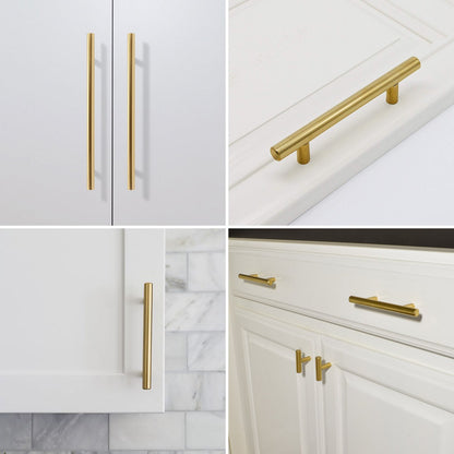 Comforsyco 10 Pack Brushed Gold Stainless Steel Cabinet Pulls