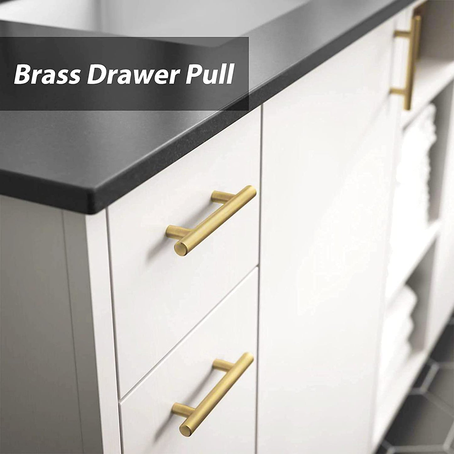 Comforsyco 10 Pack Brushed Gold Stainless Steel Cabinet Pulls