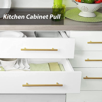 Comforsyco 10 Pack Brushed Gold Stainless Steel Cabinet Pulls