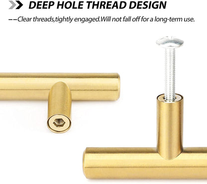 Comforsyco 10 Pack Brushed Gold Stainless Steel Cabinet Pulls