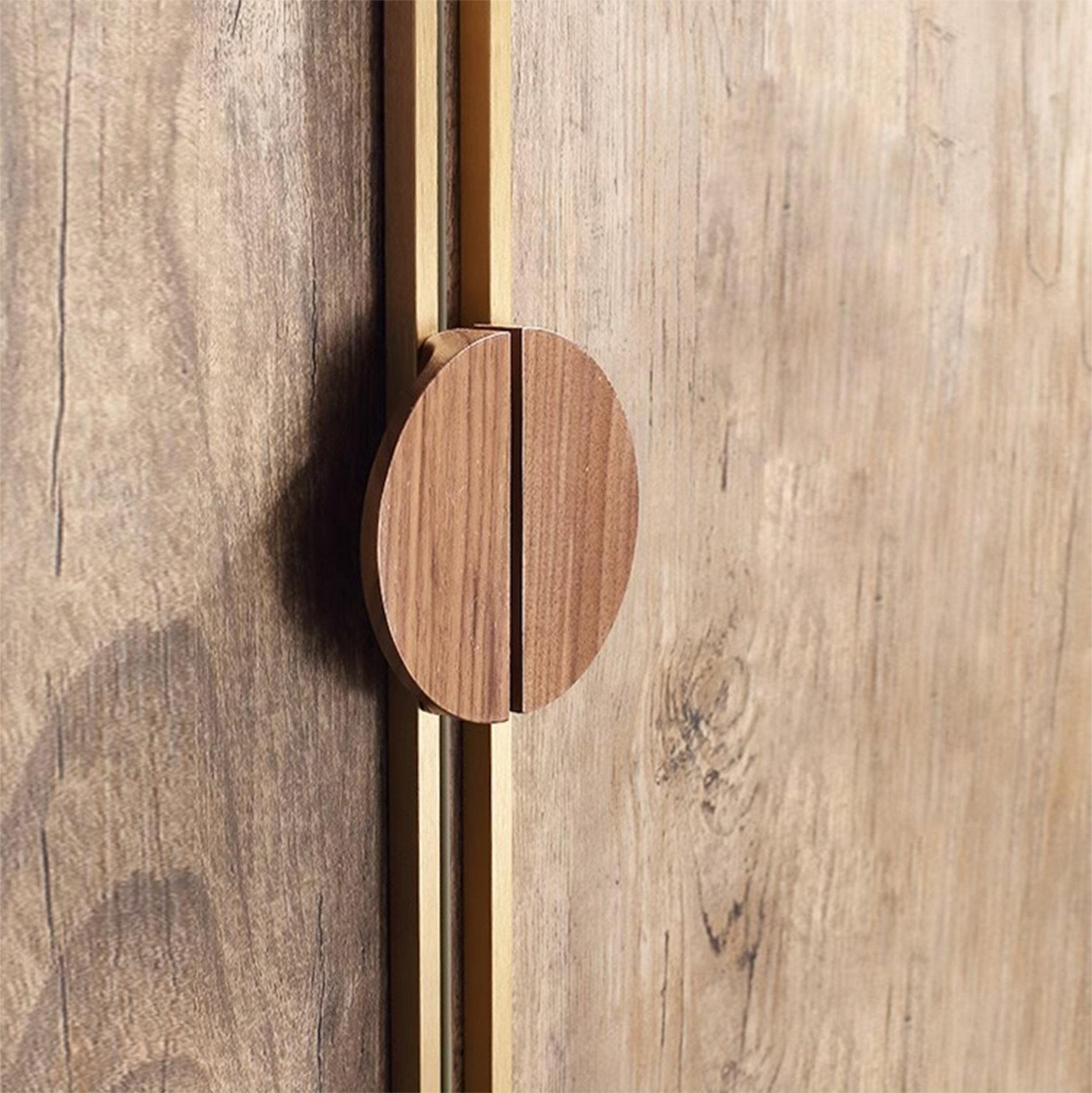 Comforsyco 1Paired Semicircle Wood Cabinet Pulls with Brass Bar