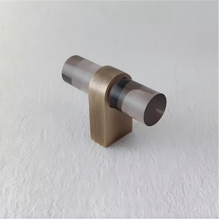 Comforsyco Acrylic Round Bar Drawer Pulls and Cabinet Handles with Brass