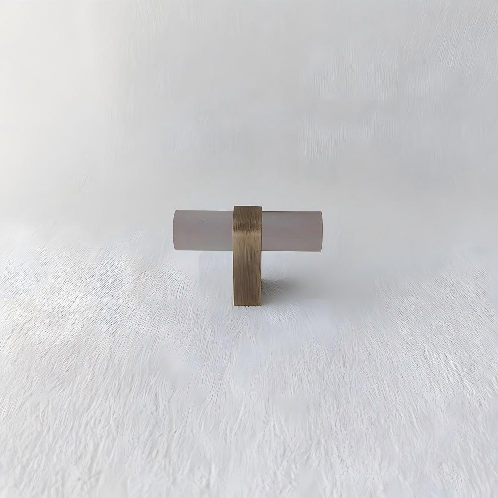 Comforsyco Acrylic Round Bar Drawer Pulls and Cabinet Handles with Brass