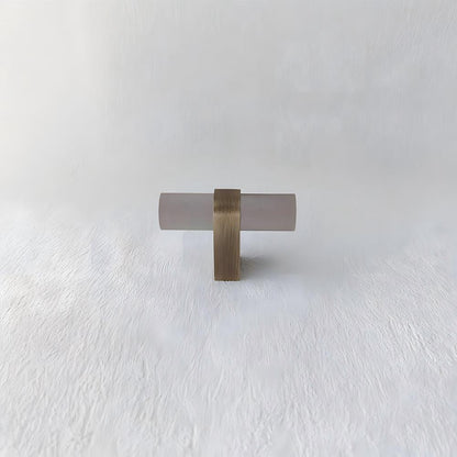 Comforsyco Acrylic Round Bar Drawer Pulls and Cabinet Handles with Brass