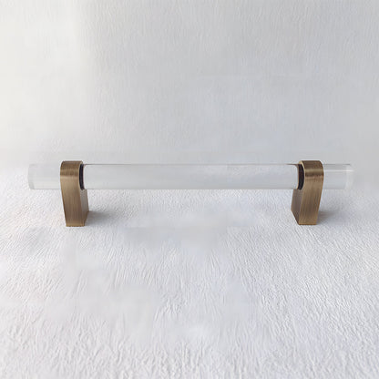 Comforsyco Acrylic Round Bar Drawer Pulls and Cabinet Handles with Brass