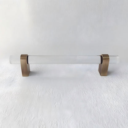 Comforsyco Acrylic Round Bar Drawer Pulls and Cabinet Handles with Brass