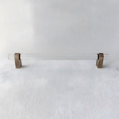 Comforsyco Acrylic Round Bar Drawer Pulls and Cabinet Handles with Brass