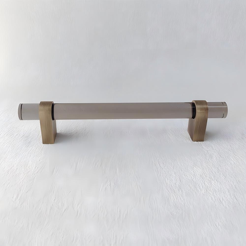 Comforsyco Acrylic Round Bar Drawer Pulls and Cabinet Handles with Brass