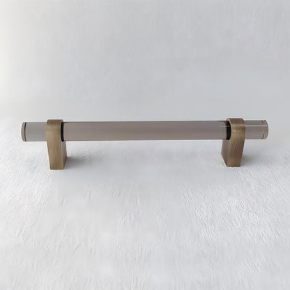 Comforsyco Acrylic Round Bar Drawer Pulls and Cabinet Handles with Brass