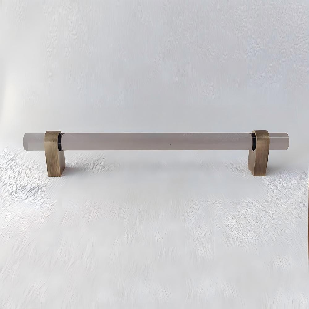 Comforsyco Acrylic Round Bar Drawer Pulls and Cabinet Handles with Brass