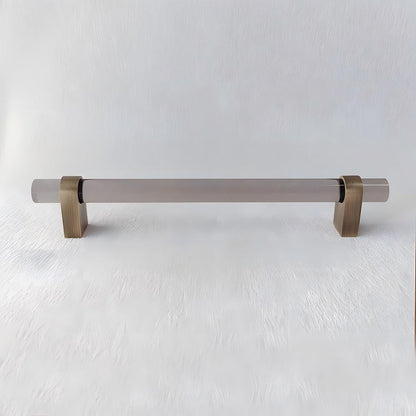Comforsyco Acrylic Round Bar Drawer Pulls and Cabinet Handles with Brass
