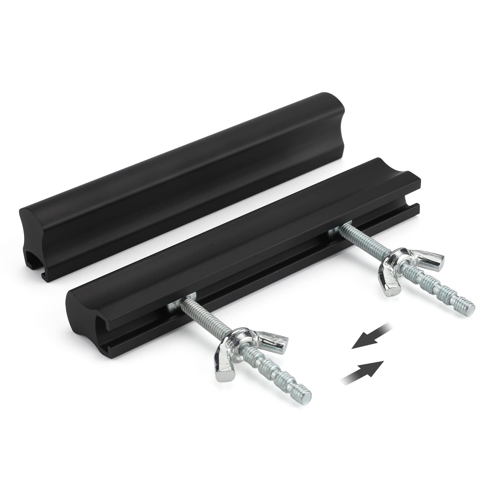 Comforsyco Adjustable Cabinet Finger Pulls, Black / Brushed Brass Handles