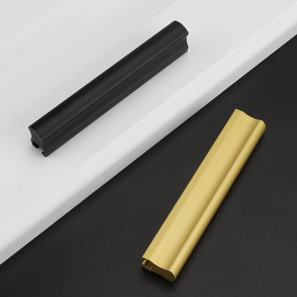 Comforsyco Adjustable Cabinet Finger Pulls, Black / Brushed Brass Handles
