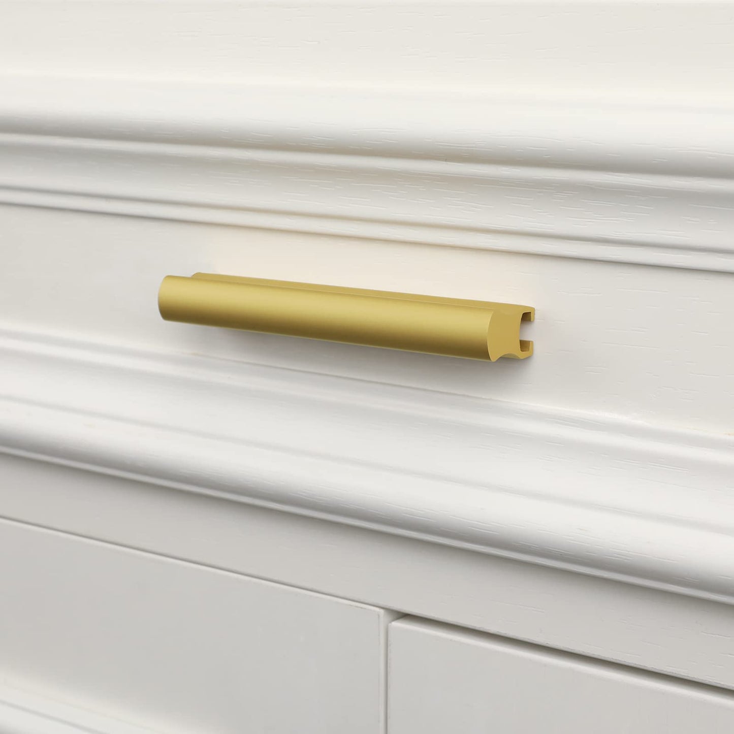 Comforsyco Adjustable Cabinet Finger Pulls, Black / Brushed Brass Handles